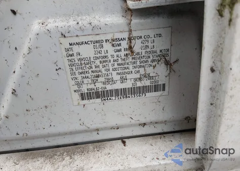 2008 Nissan Altima 2.5 S z USA, uszkodzony, nr VIN 1N4AL21E98N535673